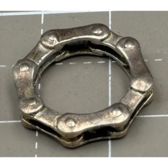 Unique Sterling Silver Bicycle Chain Statement Bikers Ring Size 6 1/4 - Picture 2 of 6